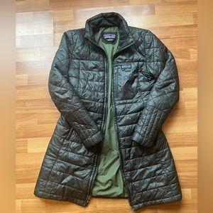 Green Patogonia Long Nano Puff Winter Coat Jacket Parka
